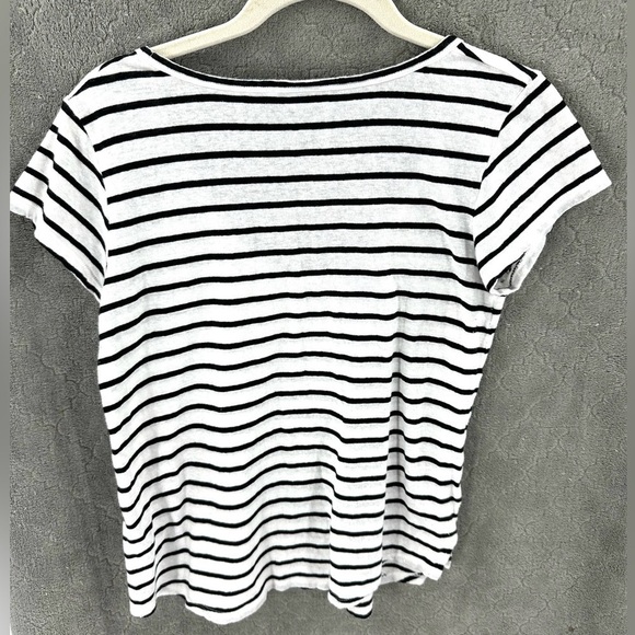 Theory Womens Easy U Navigate Stripe Linen Cotton Scoop Neck Tee Shirt Size M - Picture 3 of 8